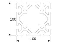 Aluminiumprofil 100x100L I-Typ Nut 10 (leicht), 10,94kg/m, Zuschnitt 50-6000mm