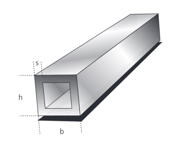 Vierkantrohr 40x40x4,0mm Aluminium EN AW-6060 T66 (AlMgSi0,5) 1,601kg/m, Zuschnitt 50-6000mm