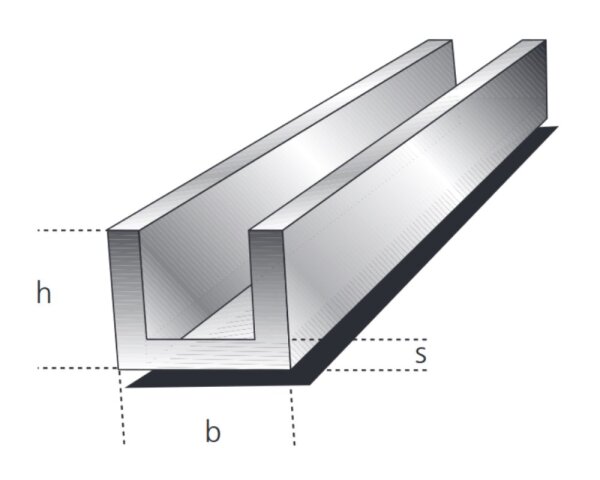 U-Profil 40x60x40x2,5mm Aluminium EN AW-6060 T66 (AlMgSi0,5) 0,938kg/m, Zuschnitt 50-6000mm